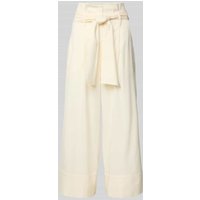 MORE Wide Leg Leinenhose mit Bindegürtel in Offwhite, Größe 42 von More