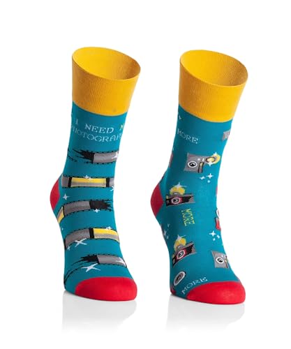 More Bunte Lustige Socken mit Motiv für Herren und Damen - Lustige, Mehrfarbige, Verrückte Unisex Socken - Crazy Pattern Socken - 1 Paar von More