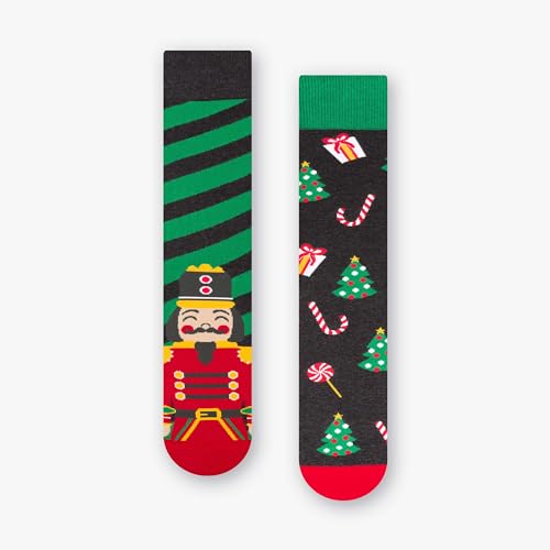 Socken Damen 35-37 Bunt - Motivsocken Mehrfarbige, Verrückte - Lustige Socken für Damen - Farbige Socken mit Motiv Nussknacker von More