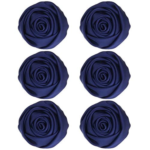 6 Stück Damen Rose Blume Brosche, MoreChioce Exquisite Brosche Modische Ansteckblume Boutonniere Haarspangen für Damen und Herren Kleidung Accessoires Broschen Stirnbänder,Navy Blau von MoreChioce