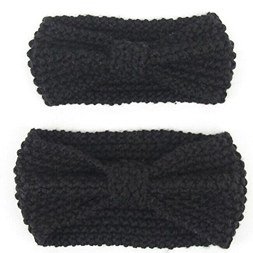 Eltern-Kind Haarband,MoreChioce 2 Stück Mutter und Baby Stirnband Wolle Kleinkind Damen Hairband Winter Warm Kinder Mädchen Kopfband mit Schwarz,EINWEG von MoreChioce