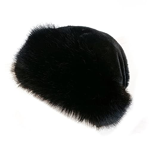 Kunstpelz Mütze,Schwarz Faux Fuchspelz Wintermütze Kuppel Mütze Pelzmütze Warme Trendy Plüsch Mütze Kunstfell Strickmütze Beanie Mütze Wollmütze für Zuhause Reisen Skifahren Wandern,Schwarz von MoreChioce