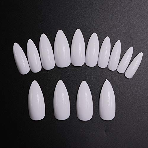 MoreChioce 500 Stück Falsche Nägel zum Aufkleben,Damen Weiß Stiletto Künstliche Nägel Acryl Nageltips Fake Nägel Französisch Nagelkunst Nail Art Zubehör DIY Nägel Dekoration von MoreChioce