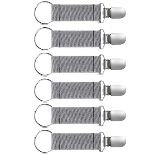 MoreChioce 6 Stück Hutclip für Tasche, Multifunktional Elastische Hutcliphalter mit Schlüsselring Herren Damen Huthalter Reisezubehör Handtasche Rucksack Schal Handschuhe Stirnband-Halteclip,Grau von MoreChioce