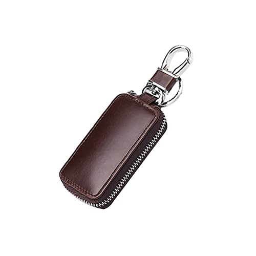 MoreChioce Auto Schlüsseltasche, Universal Echtleder Schlüsseletui Damen und Herren Schlüsselanhänger Classic Schlüsselmäppchen Autoschlüssel Etui mit Reißverschluss für Damen und Herren,Braun#B von MoreChioce