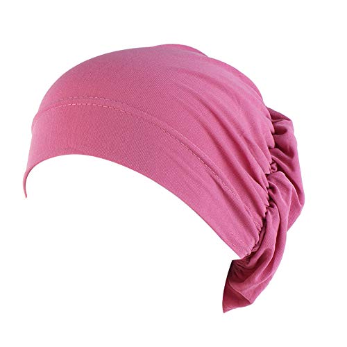 MoreChioce Chemo Turban,Damen Baumwolle Kopftuch Indische Headwrap Hijab Muslime Hut Elastische Mütze Bonnet Cap Kappe Headscarf für Haarverlust,Dunkel Pink von MoreChioce