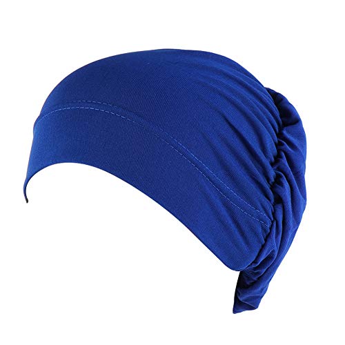 MoreChioce Chemo Turban,Damen Baumwolle Kopftuch Indische Headwrap Hijab Muslime Hut Elastische Mütze Kappe Headscarf Kopf Accessoires für Haarverlust,Königsblau von MoreChioce