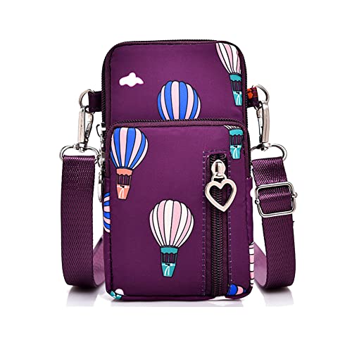 MoreChioce Crossbody Umhängetasche, Damen Umhängetasche Kleine Schultertasche Nylon Reise Handytasche Wasserdichte Brieftasche Geldbörse Passport Wallet Tasche für Smartphone Kreditkarte,Lila von MoreChioce