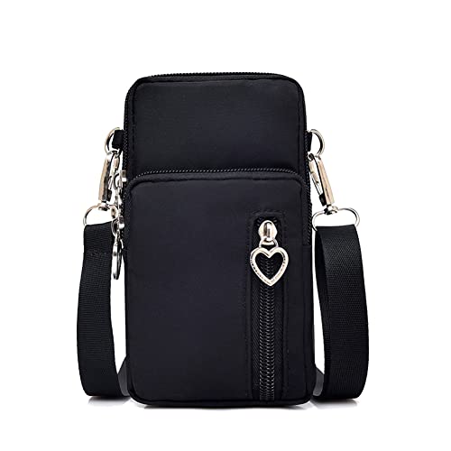 MoreChioce Crossbody Umhängetasche, Damen Umhängetasche Kleine Schultertasche Nylon Reise Handytasche Wasserdichte Brieftasche Geldbörse Passport Wallet Tasche für Smartphone Kreditkarte,Schwarz von MoreChioce