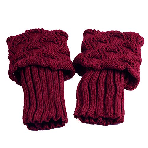 MoreChioce Damen Bein Stulpen,Winter Gestrickt Beinwärmer Stulpen Socken Legwarmers Kniewärmer Boot Socken Boot Abdeckung,Weinrot von MoreChioce