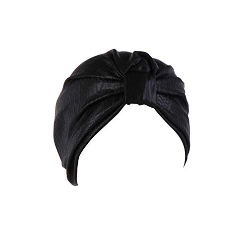 MoreChioce Damen Glitzer Kopftuch,Pailletten Turban Hut Bandana für Haarverlust Baumwolle Hijab Kopfbedeckung,Schwarz von MoreChioce