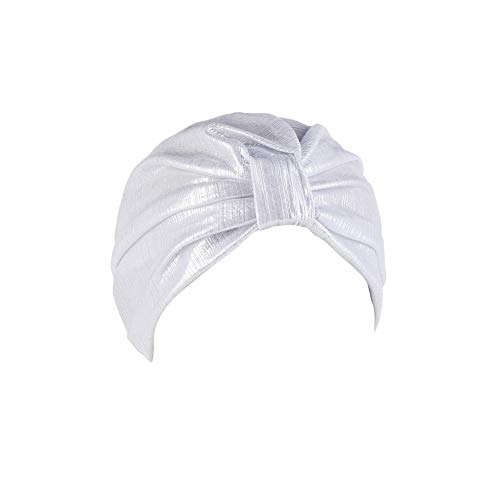 MoreChioce Damen Glitzer Kopftuch,Pailletten Turban Hut Bandana für Haarverlust Baumwolle Hijab Kopfbedeckung,Weiß von MoreChioce