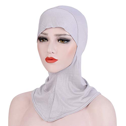 MoreChioce Damen Kopftuch Sport,Muslim Hijab Turban Islamischen Schal Indische Kopfbedeckung Hidschab Kopftücher Sommer Hut Elastische Headscarf Cap Haarverlust Beanie Baumwolle Mütze,Hell Grau von MoreChioce