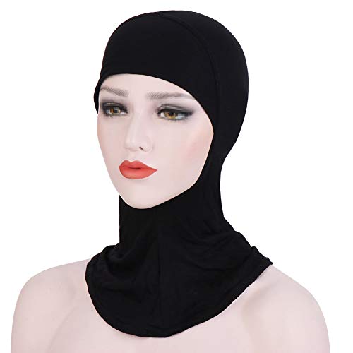 MoreChioce Damen Kopftuch Sport,Muslim Hijab Turban Islamischen Schal Indische Kopfbedeckung Hidschab Kopftücher Sommer Hut Elastische Headscarf Cap Haarverlust Beanie Baumwolle Mütze,Schwarz von MoreChioce