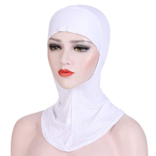 MoreChioce Damen Kopftuch Sport,Muslim Hijab Turban Islamischen Schal Indische Kopfbedeckung Hidschab Kopftücher Sommer Hut Elastische Headscarf Cap Haarverlust Beanie Baumwolle Mütze,Weiß von MoreChioce