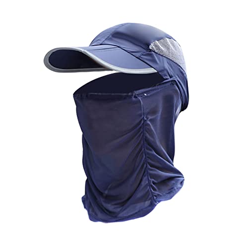 MoreChioce Damen Sonnenschutz Kappe, 360° UV-Sonnenschutz Sonnenschutzhüte Sommer Outdoor Gartenhut Atmungsaktiv Faltbar Wanderhut mit UV Schutz Abnehmbarer Gesicht und Nackenschutz,Navy Blau von MoreChioce