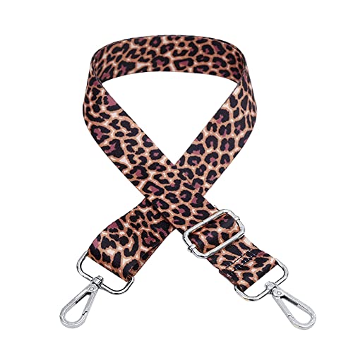 MoreChioce Damen Verstellbarer Schultergurt Taschengurt, Leopardenmuster Tragegurt 80cm-140cm Längenverstellbarer Ersatzgürtel Breit 3.8 CM Handtaschen Schulterriemen Umhängegurt,Silber #C von MoreChioce