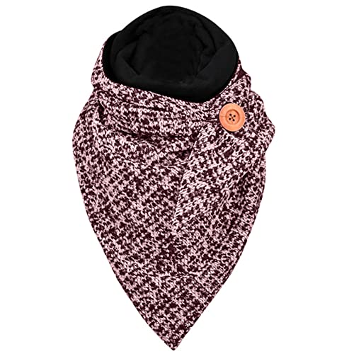 MoreChioce Damen Winter Schal, Warm Dreieckstuch Lässige Herbstschal Winterschal Strickschal Druckknopf Dreieckschal Halstücher Weich Scarf Wrap Cape Halstuch,Rot von MoreChioce