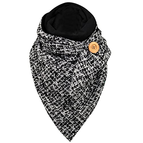 MoreChioce Damen Winter Schal, Warm Dreieckstuch Lässige Herbstschal Winterschal Strickschal Druckknopf Dreieckschal Halstücher Weich Scarf Wrap Cape Halstuch,Schwarz von MoreChioce