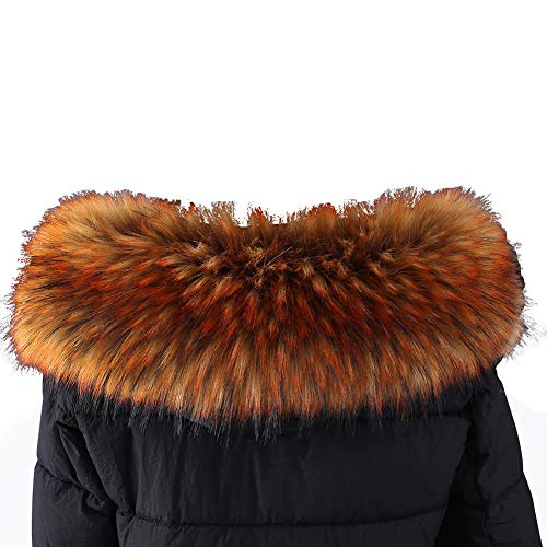 MoreChioce Elegant Pelzkragen,Damen Frauen Kunst Fellkragen Winter Warm Pelzschal Mode Flauschig Fauxpelzkragen für Kapuze Wintermantel 60cm - 90cm,Braun #7 von MoreChioce