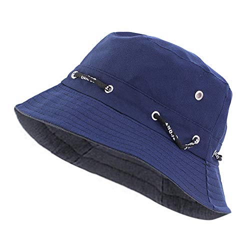 MoreChioce Faltbarer Sonnenhut,Unisex Baumwolle Hut Sommerhut Mit Breite Krempe für Damen und Herren,Marineblau von MoreChioce