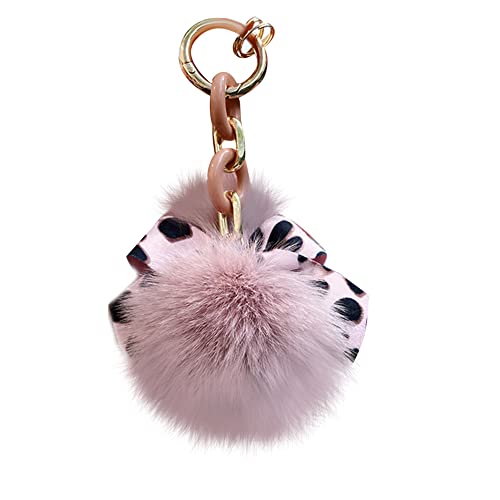 MoreChioce Fuchspelz Ball Schlüsselanhänger, Fashion Leopard Fliege Auto Schlüsselanhänger Schlüsselanhänger für Geldbörse Schlüsselanhänger Tasche Anhänger für Geburtstagsgeschenke,Hell Lila von MoreChioce