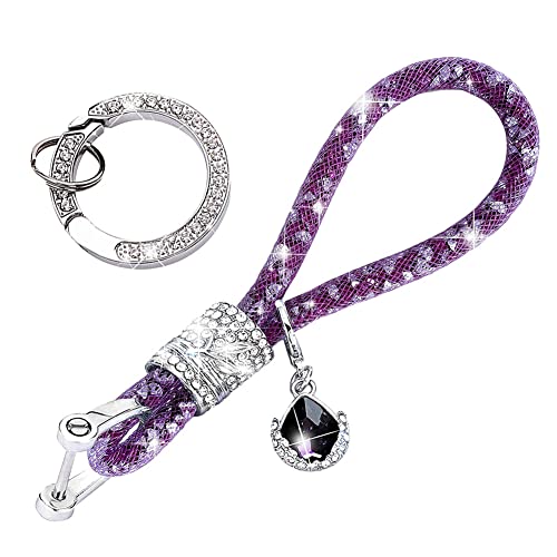 MoreChioce Kristall Schlüsselanhänger für Frauen, Fashion Bling Glitzer Schlüsselbund Keychain Funkelnder Strass Schlüsselring Keyring Charm Schlüsselhalter für Zuhause Auto Tasche Rucksäcke,Lila von MoreChioce