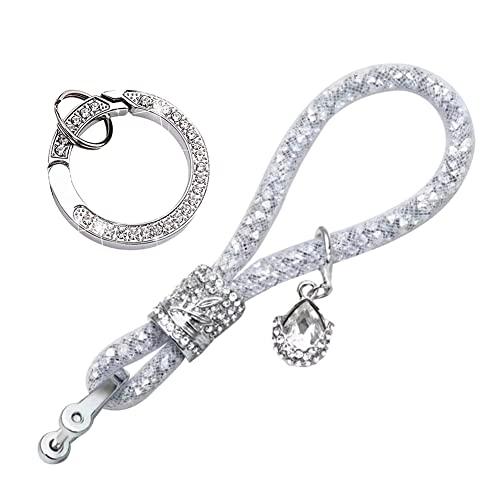 MoreChioce Kristall Schlüsselanhänger für Frauen, Fashion Bling Glitzer Schlüsselbund Keychain Funkelnder Strass Schlüsselring Keyring Charm Schlüsselhalter für Zuhause Auto Tasche Rucksäcke,Weiß von MoreChioce