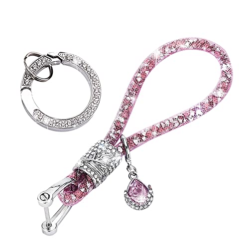 MoreChioce Kristall Schlüsselanhänger für Frauen, Fashion Bling Glitzer Schlüsselbund Keychain Funkelnder Strass Schlüsselring Keyring Charm Schlüsselhalter für Zuhause Auto Tasche Rucksäcke,Rosa von MoreChioce