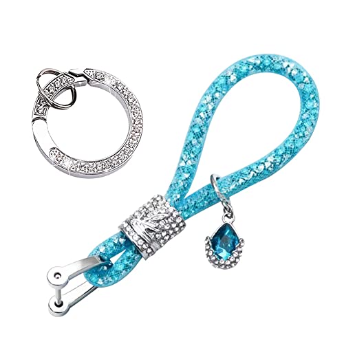 MoreChioce Kristall Schlüsselanhänger für Frauen, Fashion Bling Glitzer Schlüsselbund Keychain Funkelnder Strass Schlüsselring Keyring Charm Schlüsselhalter für Zuhause Auto Tasche Rucksäcke,Blau von MoreChioce