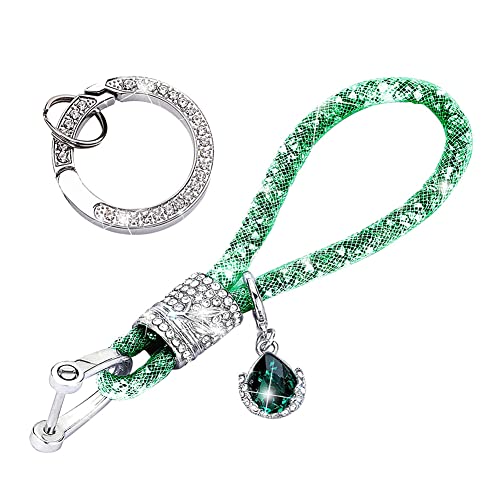 MoreChioce Kristall Schlüsselanhänger für Frauen, Fashion Bling Glitzer Schlüsselbund Keychain Funkelnder Strass Schlüsselring Keyring Charm Schlüsselhalter für Zuhause Auto Tasche Rucksäcke,Grün von MoreChioce