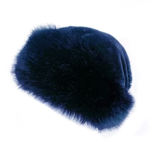 MoreChioce Kunstpelz Mütze,Schwarz Faux Fuchspelz Wintermütze Kuppel Mütze Pelzmütze Warme Trendy Plüsch Mütze Kunstfell Strickmütze Beanie Mütze Wollmütze für Zuhause Reisen Skifahren Wandern,Blau von MoreChioce