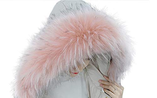 MoreChioce Luxus Pelzkragen,Kunstfell Wärm Pelzschal Fellimitat Fuchs Fellkragen Kapuzen Damen Schal für Wintermantel 60cm - 90cm,Pink #7 von MoreChioce