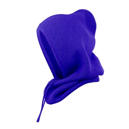 MoreChioce Mütze Damen Winter,Wintermütze Schalmütze Strickmützen Sturmhaube Warme Kapuzen Schal Balaclava Winddichter Hut Beanie Mütze Kapuzenschal Wintersport und Outdoor-Sportartikel,Saphirblau von MoreChioce