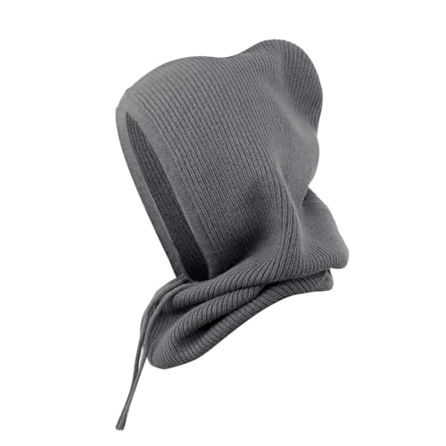 MoreChioce Mütze Damen Winter,Wintermütze Schalmütze Strickmützen Sturmhaube Warme Kapuzen Schal Balaclava Winddichter Hut Beanie Mütze Kapuzenschal Wintersport und Outdoor-Sportartikel,Dunkel Grau von MoreChioce