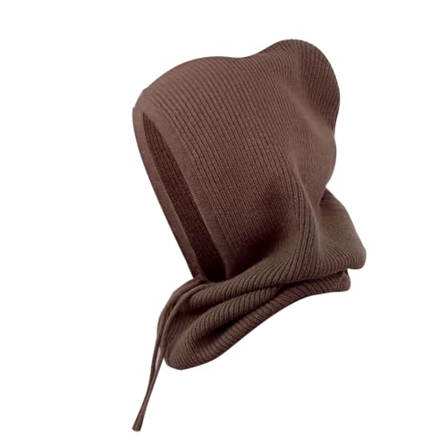 MoreChioce Mütze Damen Winter,Wintermütze Schalmütze Strickmützen Sturmhaube Warme Kapuzen Schal Balaclava Winddichter Hut Beanie Mütze Kapuzenschal Wintersport und Outdoor-Sportartikel,Kaffee von MoreChioce