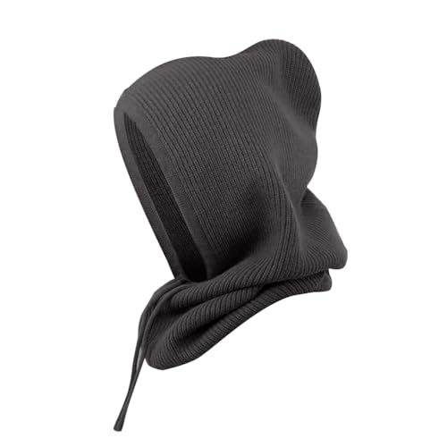 MoreChioce Mütze Damen Winter,Wintermütze Schalmütze Strickmützen Sturmhaube Warme Kapuzen Schal Balaclava Winddichter Hut Beanie Mütze Kapuzenschal Wintersport und Outdoor-Sportartikel,Schwarz von MoreChioce