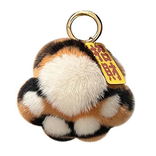 MoreChioce Pompom Ball Schlüsselanhänger, Plüsch Taschenanhänger Flauschige Tier Schlüsselring Weiche Kunst Kaninchenfell Charms Schlüsselbund Tasche Anhänger Koffer Rucksäcke Zubehör,Braun von MoreChioce