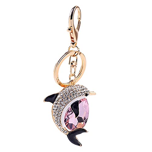 MoreChioce Schlüsselanhänger Auto Strass, Niedliche Auto Delfin Schlüsselbund Bling Glitzer Schlüsselring Charm Schlüsselhalter Handtasche Anhänger Dekoration Zubehör für Mädchen Frauen,Rosa von MoreChioce