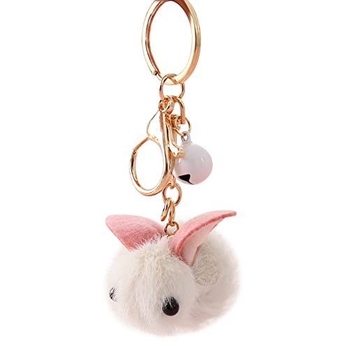 MoreChioce Schlüsselanhänger Plüsch, Niedlich Hase Bommel Schlüsselhalter Schlüsselbund Schlüsselring Keychain Handtasche Anhänger Charms Dekor Schlüsselkette Geschenke,Beige von MoreChioce