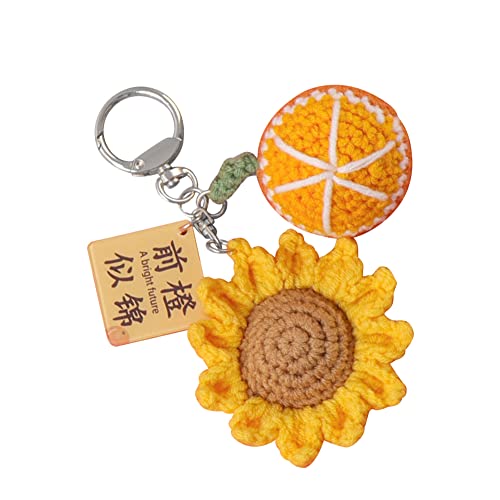 MoreChioce Sonnenblume Schlüsselanhänger, Süß Handgefertigter Schlüsselring Schlüsselhalter Blumen Taschenanhänger Obst-Anhänger Schlüsselbund Taschen Charms Schlüssel Organizer Schlüsselband,Typ A von MoreChioce