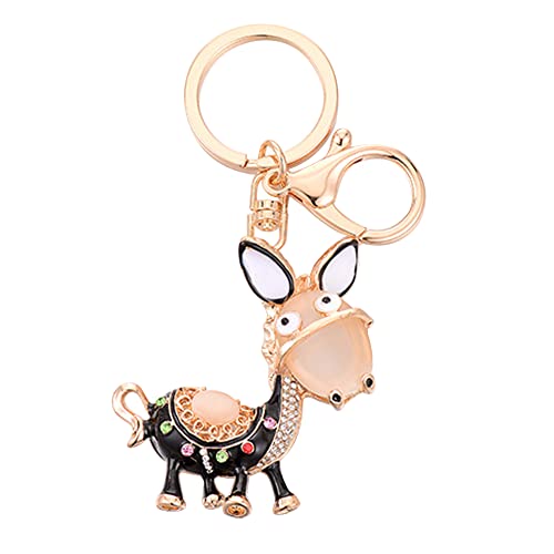 MoreChioce Strass Schlüsselanhänger, Süße 3D Esel Schlüsselbund Metall Schlüsselhalter Charm Keychain Funkelnder Glitzer Schlüsselring Schlüsselband Deko Taschenzubehör Geschenk,Schwarz von MoreChioce