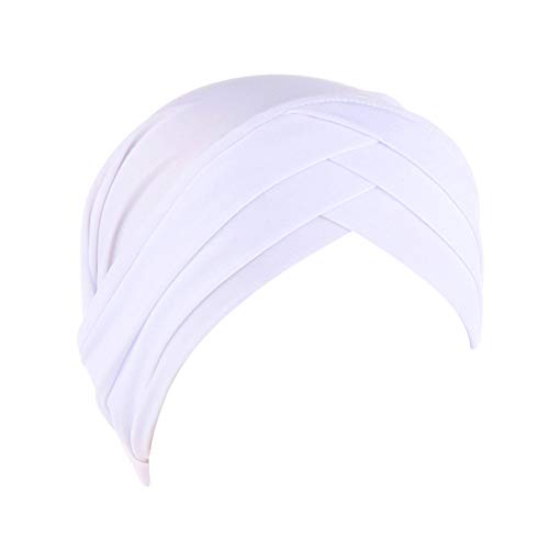 MoreChioce Twist Turban Kopfbedeckung Baumwolle Chemo Hut Kopftuch Elastische Headwrap Frauen Kopf Wraps Schals Beanie Cap Kappe Bonnet für Haarverlust,Weiß Kreuz von MoreChioce