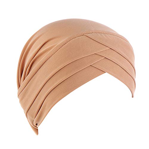 MoreChioce Twist Turban Kopfbedeckung Baumwolle Chemo Hut Kopftuch Elastische Headwrap Frauen Kopf Wraps Schals Beanie Cap Kappe Indische Bonnet,Braun Kreuz von MoreChioce