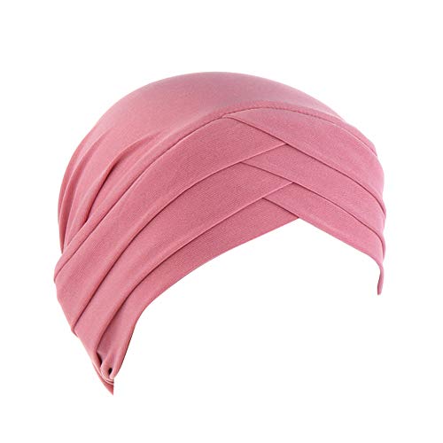 MoreChioce Twist Turban Kopfbedeckung Baumwolle Chemo Hut Kopftuch Elastische Headwrap Frauen Kopf Wraps Schals für Haarverlust, Krebs, Chemotherapie,Hell Rosa Kreuz von MoreChioce