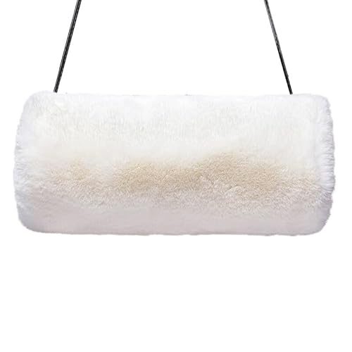 MoreChioce Winter Dicke Plüsch Warme Handwärmer Muff, 35cm x 10cm Kunstpelz Handmuff Tragbare Mode Kunstfell Armwärmer Muff mit Umhängeband für Frauen und Männer,Weiß von MoreChioce