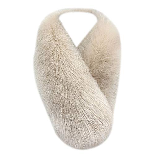 MoreChioce Winter Kunstfell Schal,70cm Luxuriöser Damen Faux Pelz Winterschal Fellimitat Fuchs Pulswärmer Flauschig Pelzschal,Aprikose von MoreChioce