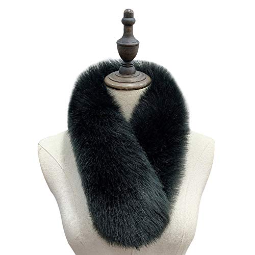 MoreChioce Winter Kunstfell Schal,70cm Luxuriöser Damen Faux Pelz Winterschal Fellimitat Fuchs Pulswärmer Flauschig Pelzschal,Schwarz von MoreChioce