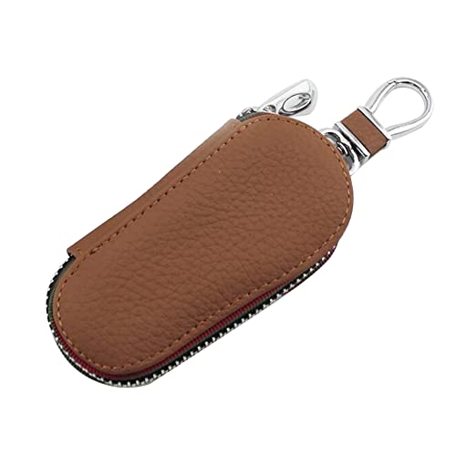 MoreChioce Rindsleder Schlüsselanhänger, Vintage Auto Schlüsseltasche Schlüsseletui für Männer und Frauen Leder Schlüsselmäppchen Geldbörse Autoschlüssel Kleines Etui Schlüsselglocke,Braun von MoreChioce