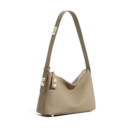 MoreFarther Umhängetasche aus echtem Leder für Damen – verstellbare Umhängetasche mit Tragegriff oben, GRAU von MoreFarther